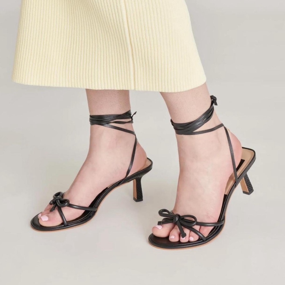 dolce vita black strappy heels with bow